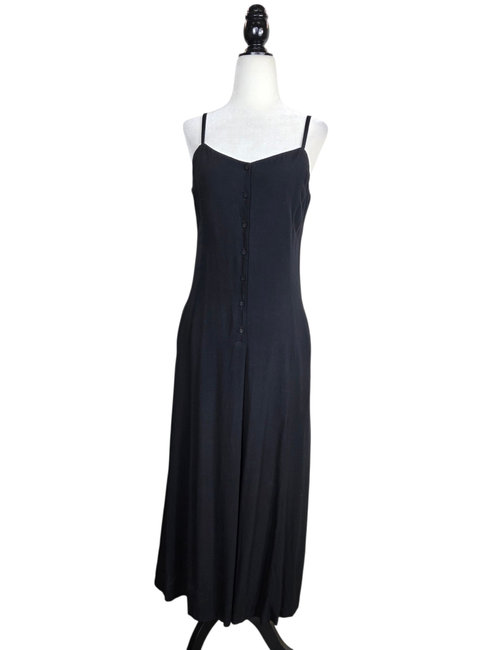 Ines de la Fressange x Uniqlo Black Midi Button-Front Slip Dress